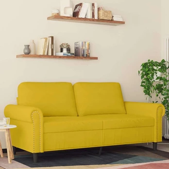 Dvivietė sofa, geltonos spalvos, 140cm, aksomas
