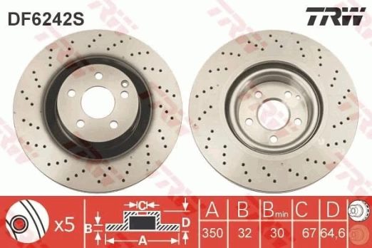 TRW DF6242S Brake Disc