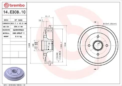 Stabdžių būgnas BREMBO 14.E308.10 kaina
