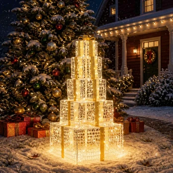 Kalėdinių LED dovanų dėžučių rinkinys 250 LED Šilta balta