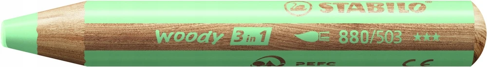 Stabilo Woody 3w1 spalvotas pieštukas, pastelės žalias