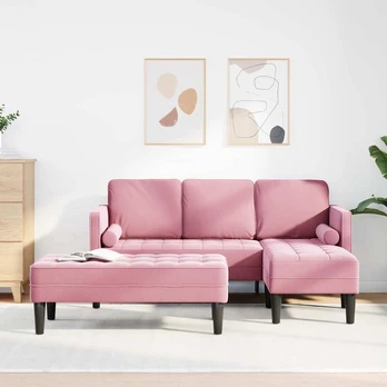 Sofa Sofos komplektas su pagalve 2 pcs Rožinė Poliesteris