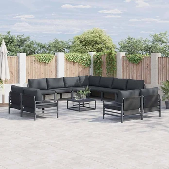 Sodo Sofų Rinkinys 11 pcs Antracito Plienas