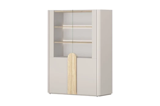 Vitrine Amilio - Cashmere / Oiled Oak / Light Oak Handles