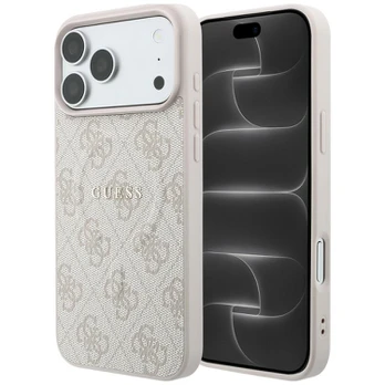 Dėklas Guess Embossed 4G Ring Classic MagSafe iPhone 18 Pro / 17 Pro rausvas