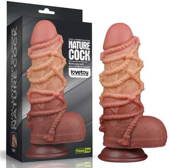 LOVETOY 9.5'' Dual layered Platinum Silicone Cock with Rope