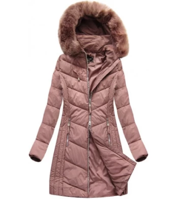 LONG QUILTED JACKET VINTAGE PINK (7689) striukė
