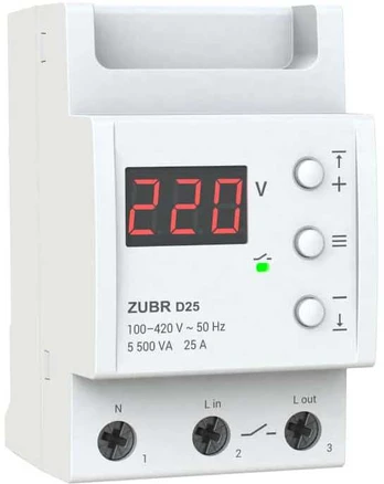 ZUBR D25 vienfazė įtampos apsaugos relė