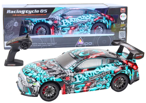 Lean Toys Large Remote Controlled RC Sports Car 1:8 Lights Sounds Graffiti