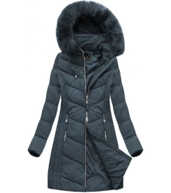 LONG QUILTED JACKET NAVY BLUE (7689) striukė
