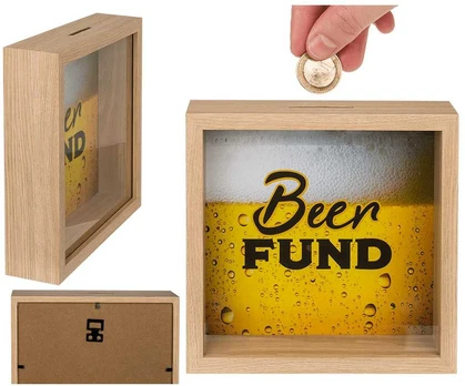 Medinė taupyklė - rėmelis "Beer fund"