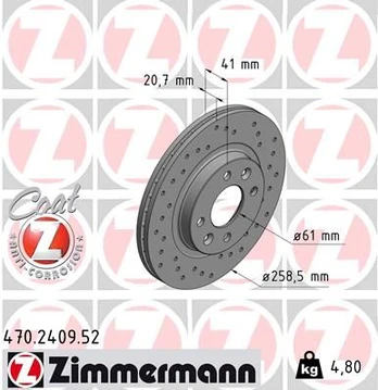 Stabdžių diskas ZIMMERMANN 470.2409.52