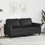 Dvivietė sofa, juodos spalvos, 140cm, dirbtinė oda kaina