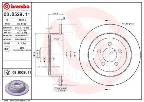 BREMBO 08.B529.11 Brake Disc