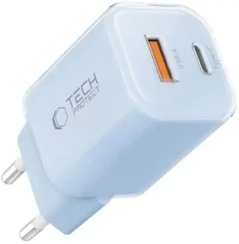 Mėlynas 1xUSB-A + 1xUSB-C PD33W / QC3.0 pakrovėjas "Tech-Protect NCM33W 2-Port"