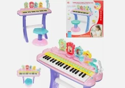 Vaikiškas pianinas su kėdute, rožinis