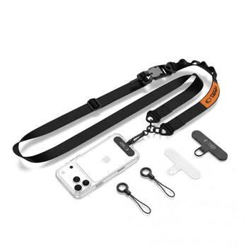 Juodas / oranžinis dirželis telefonui "Tech-Protect C9S Rope Crossbody"
