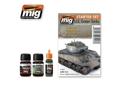 AMMO by MIG Jimenez AMMO MIG - Sendinimo rinkinys US Žalias VEHICLES SET - STARTER SET, 7413