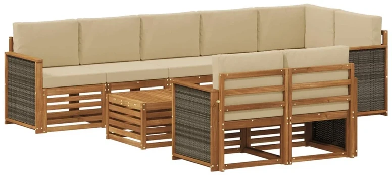 Lauko sofos komplektas 8 vnt. Natūrali