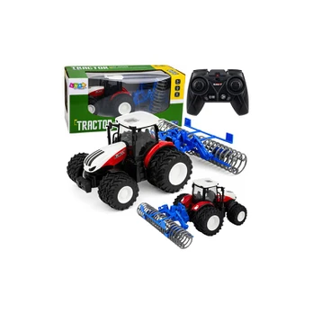 Lean Toys Remote Controlled Tractor with Roller RC Lights Raudona 1:24
