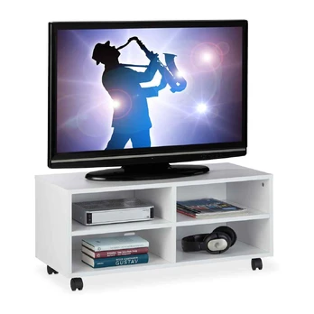 Relaxdays TV staliukas 35x80x35 cm Baltas Saugojimo