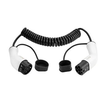 EV+ Charging Cable Type 2 to Type 2 Spiral 32A 3 Phase 5m | EV+ | EV-SCG-T2-32-3P-W | EV+ Charging Cable Type 2 to Type 2 Spiral 32A 3 Phase | 5 m