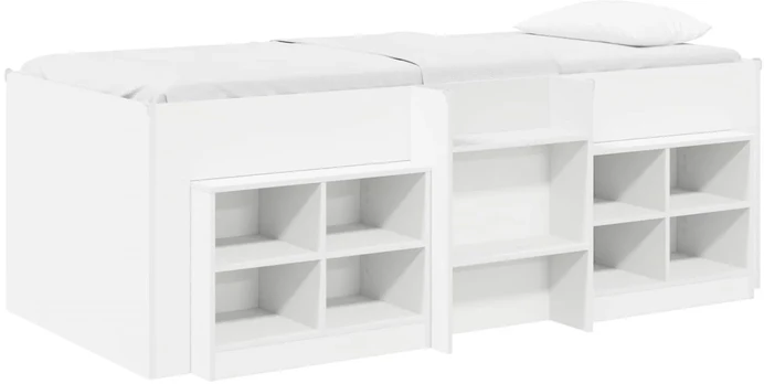 Palėpės lova su spinta su lentyna 3 pcs Balta Apdirbta mediena