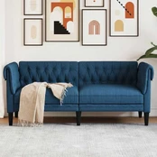 Dvivietė chesterfield sofa, mėlynos spalvos, audinys kaina