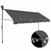 Rankiniu būdu ištraukiama markizė su LED, antracito, 400cm kaina