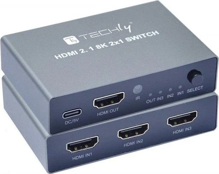3-Port HDMI 2.1 8K*60Hz 3x1 Switch with IR Remote Control