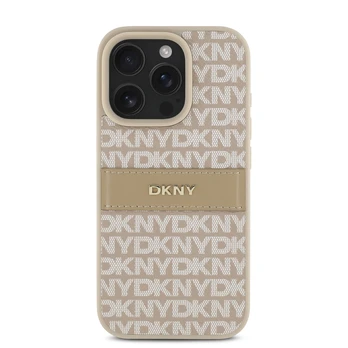 DKNY PU Leather Repeat Pattern Tonal Stripe Case for iPhone 16 Pro Max Rožinė