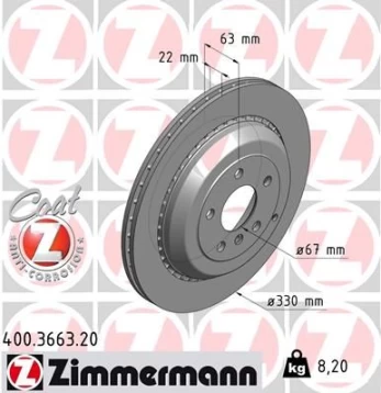 Stabdžių diskas ZIMMERMANN 400.3663.20