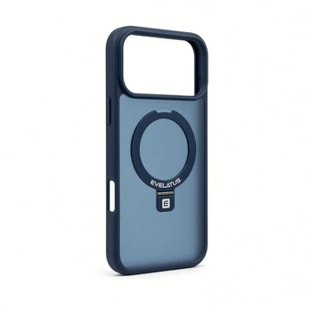 Nugarėlės dėklai Evelatus Apple iPhone 18 Pro Max Shield Case With MagSafe & Stand Matte Ring Navy Blue