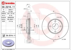 BREMBO 09.D216.11 Brake Disc kaina