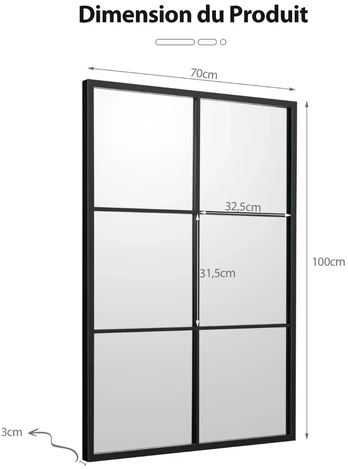 Sieninis veidrodis 70 x 100 cm