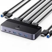 Ugreen CM664 HDMI switch 2in1 KVM switch - juodas kaina
