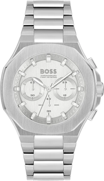 Boss Taper Chronograph Vyriškas Laikrodis Sidabro Apyranke