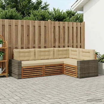 Lauko sofos komplektas 4 pcs Natūralus ir bežinis