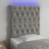 Galvūgalis su LED, šviesiai pilkas, 80x7x118/128cm, aksomas kaina