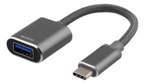 Adapteris DELTACO USB-C, UAB-A, 11cm, pilkas / USBC-1277 kaina