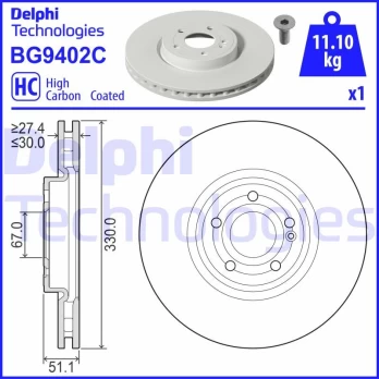 Stabdžių diskas DELPHI BG9402C