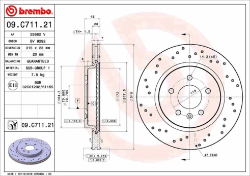 Stabdžių diskas BREMBO 09.C711.21