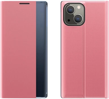 Hurtel Atverčiamas dėklas su langu iPhone 13 mini – rožinis
