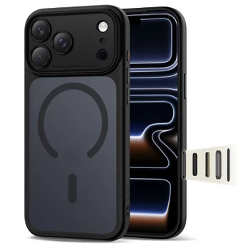 Matinis juodas dėklas Apple iPhone 17 Pro Max telefonui "Tech-Protect MagPeak Magsafe CC"