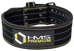 Sunkiosios atletikos diržas HMS Premium Power Belt, juoda/geltona, S