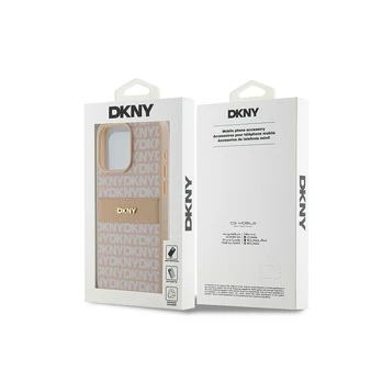 Dėklas DKNY PU Leather Repeat Pattern Tonal Stripe Case for iPhone 15 Pro Max Rožinė