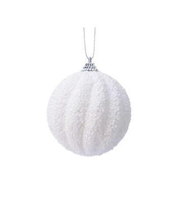 Kalėdinis eglės žaisliukas SNOWBALL SUGAR, baltos sp., 8 cm, 1 vnt