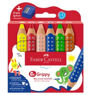 Faber-Castell - Colour Pencil Grippy 6 pcs with Sharpener (110635)