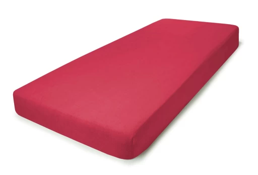 Frotinė paklodė su guma, raudonos sp., 90x200 cm, 80% medvilnė, 20% poliesteris