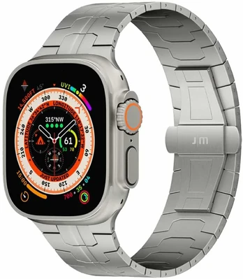 Just Mobile titano išmaniojo laikrodžio dirželis Apple Watch Ultra (1 ir 2) – sidabrinis titanas